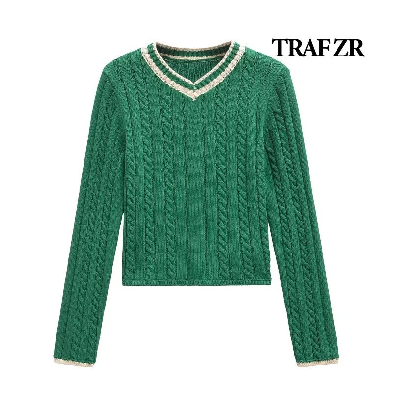 Вязаные пуловеры TRAF ZR винтажные уютные свитера в стиле Харадзюку женский осенний