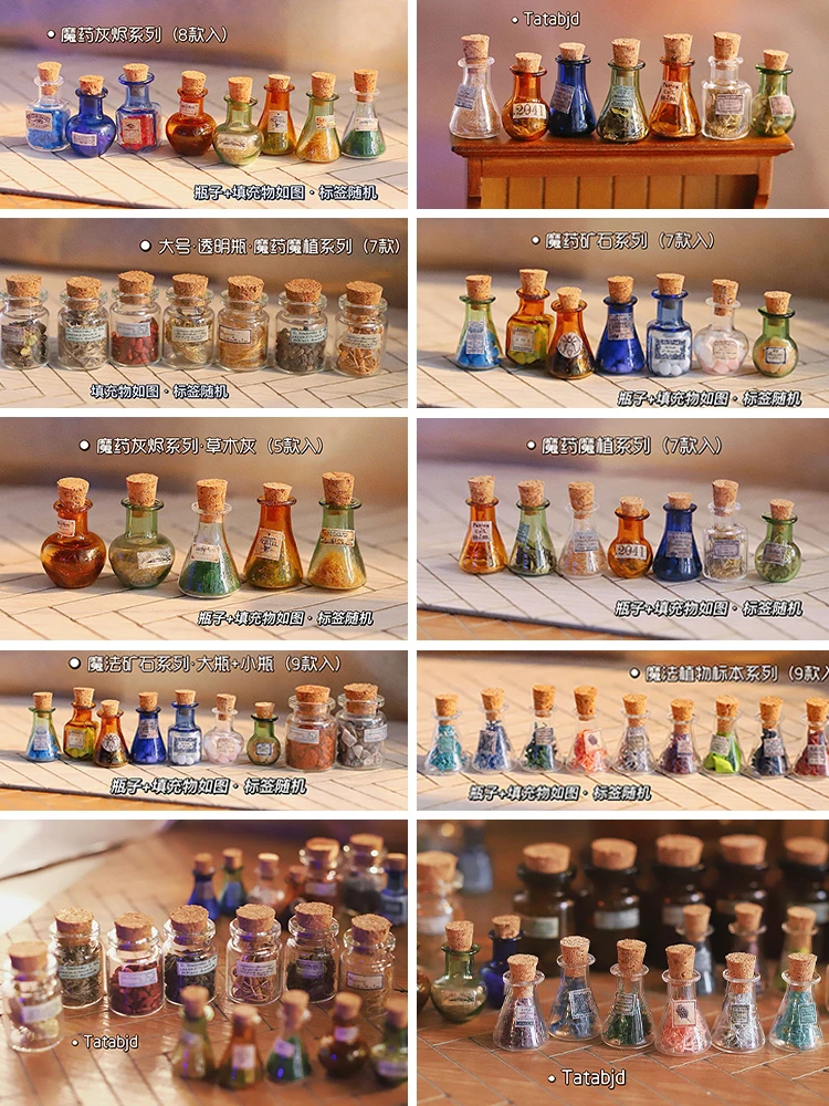 

Miniature Crystal Mineral Potion Bottle Magic Crystal Bottle Candy Bottle Mini Flower Tea Pot Model BJD Dollhouse Accessories