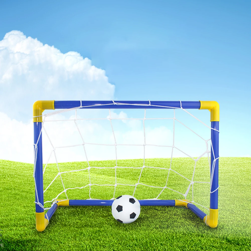 Indoor Mini Folding Soccer Goal Post Net Set + Pump Home Game Portable Kids Sport For Indoors Outdoors Team Games