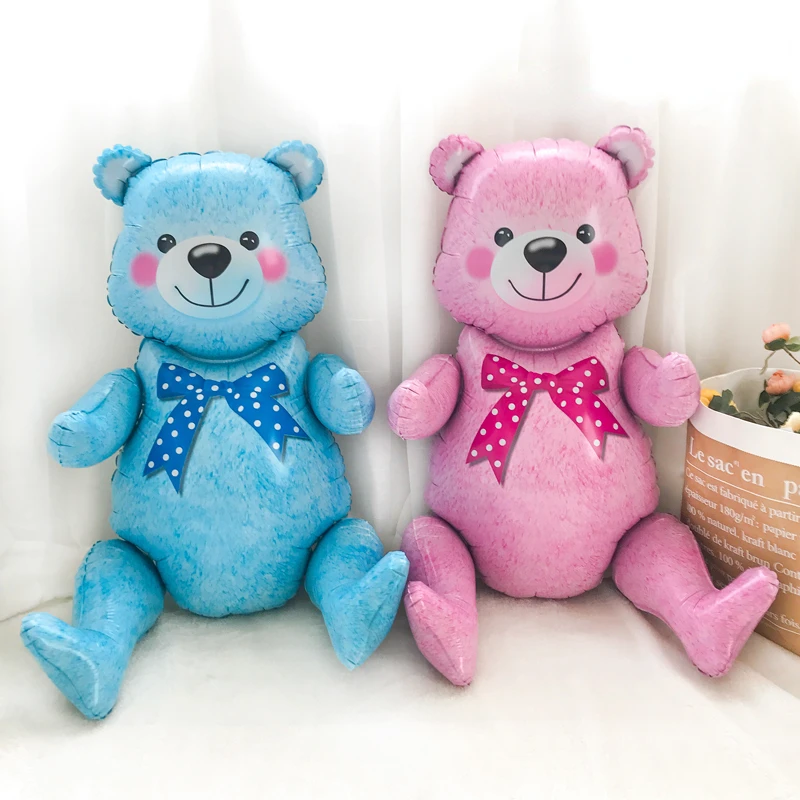 

3D Standing Bear Foil Balloons Assembling Boy Girl Pink Blue Baby Bear Ball Birthday Party Decoration Baby Shower Gifts Supplies