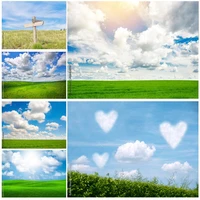 natural landscape photography props green grass and blue sky with white clouds photo background studio props 211223 kkll 02