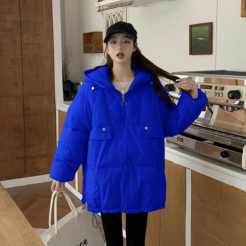 2022 New Harajuku Girls Oversized Hooded Parkas Women Padded Short Jackets Winter Warm Cute Sweet Pullover Coats