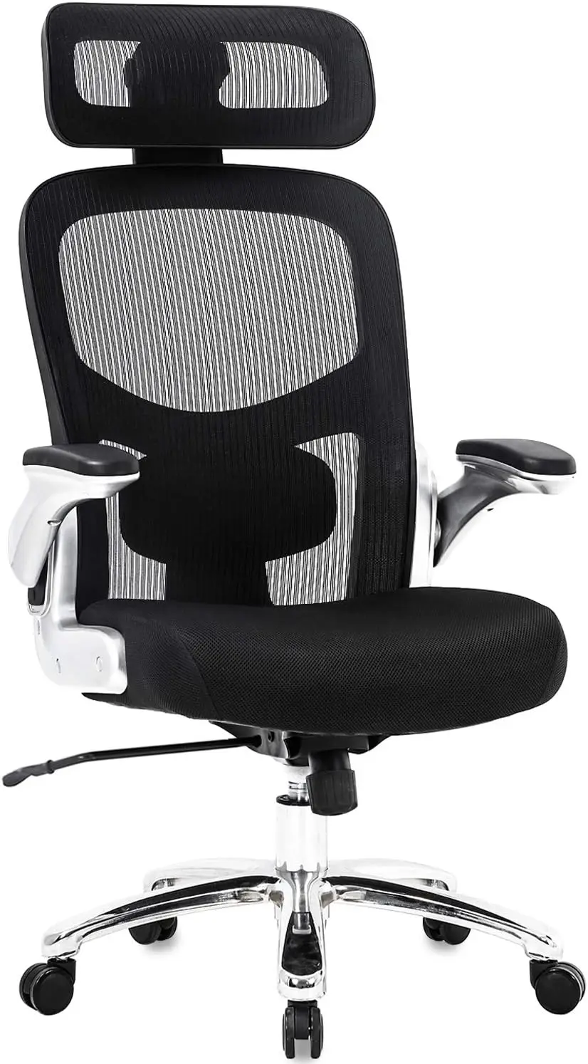 

and Tall Office Chair 500lbs Wide Seat Executive Desk Chair with Lumbar Support Flip UP Arms Headrest High Back Computer Chair E