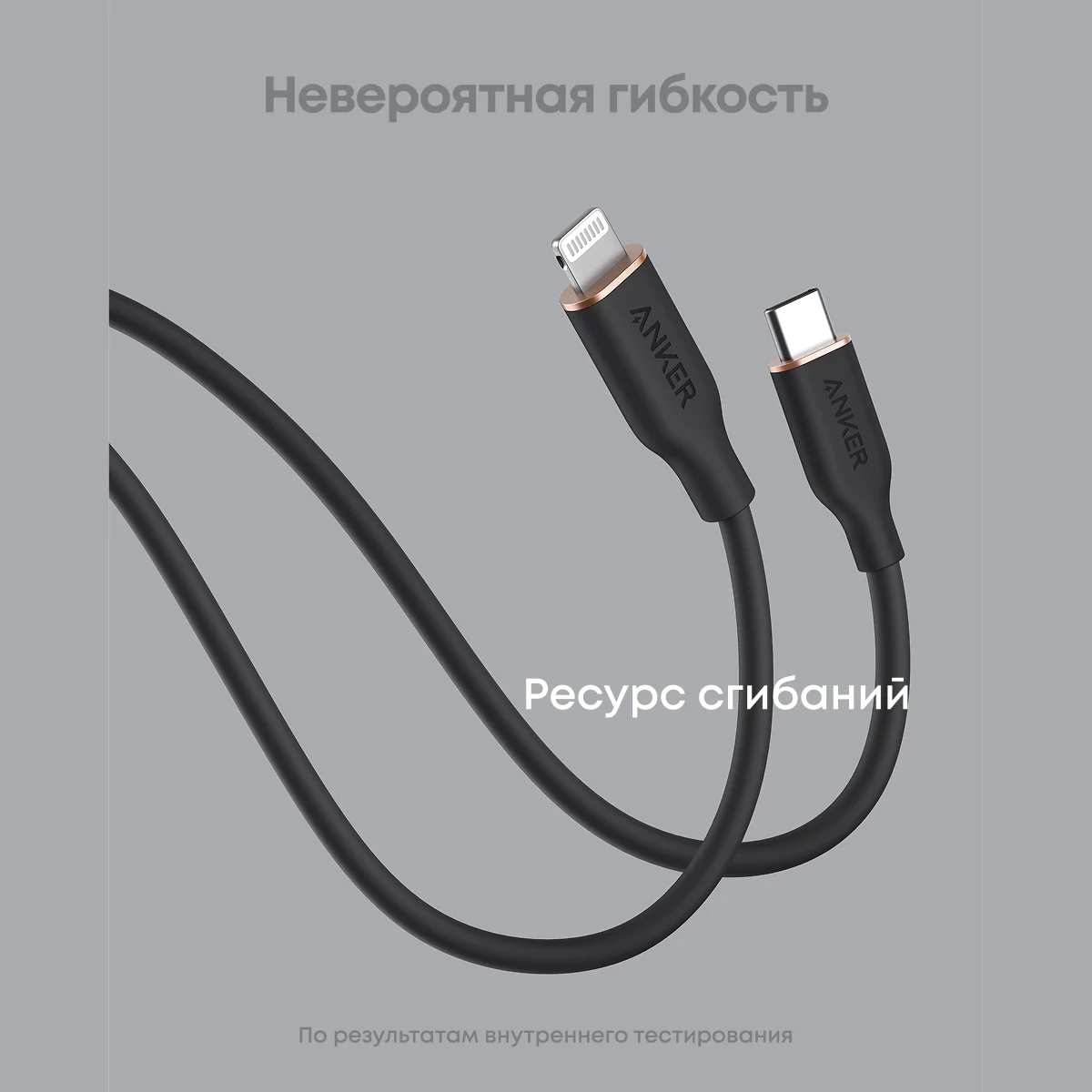 Фото Кабель Anker USB-C - Lightning, сертифицированный MFi, Powerline III Flow, силиконовый зарядный кабель для iPhone №4