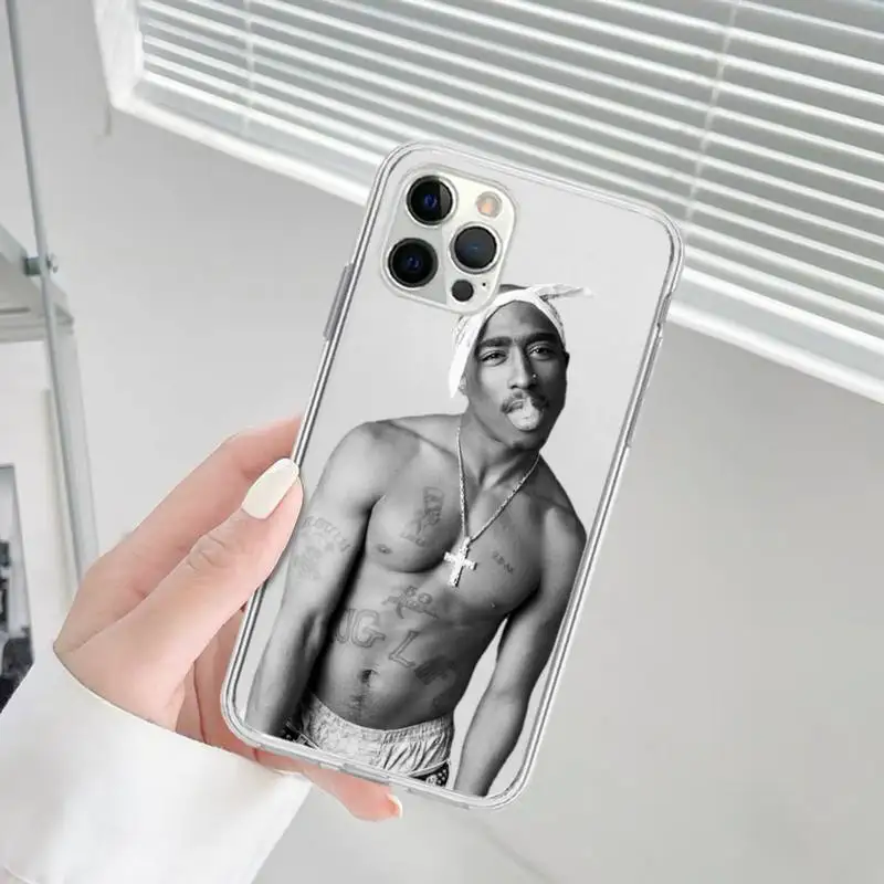 Чехол для телефона Rapper 2pac Tupac iPhone 11 12 13 mini pro XS MAX 8 7 6 6S Plus X 5S SE 2020 XR прозрачный чехол -