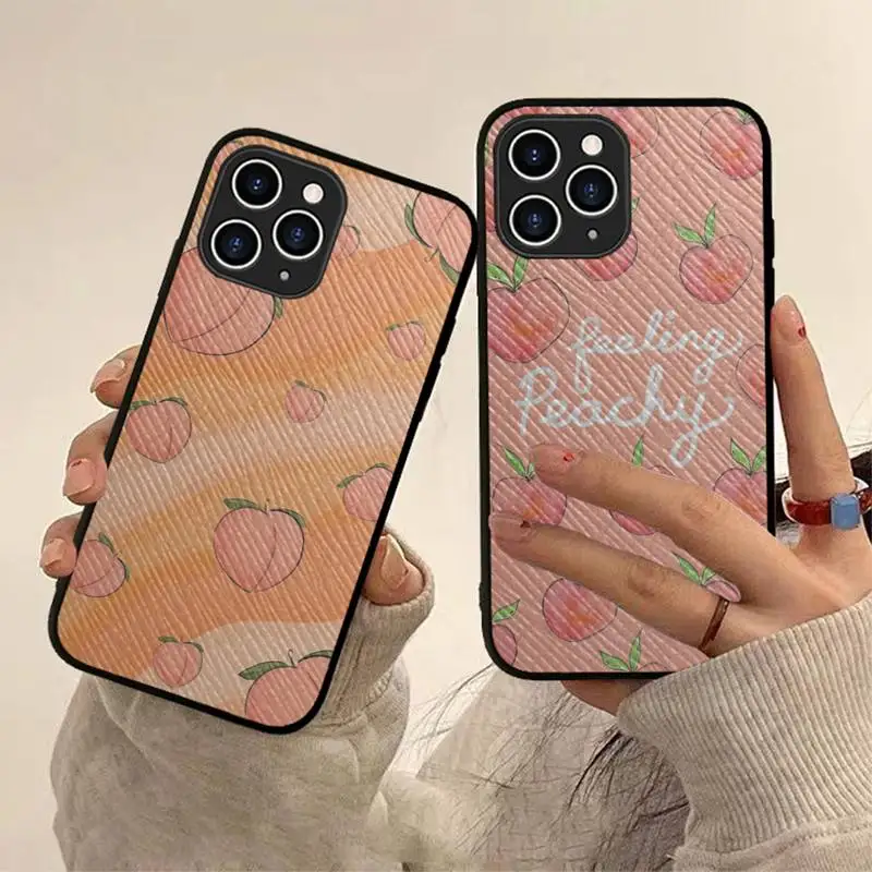 

Summer day Peache Phone Case Hard Leather Case for iPhone 11 12 13 Mini Pro Max 8 7 Plus SE 2020 X XR XS Coque