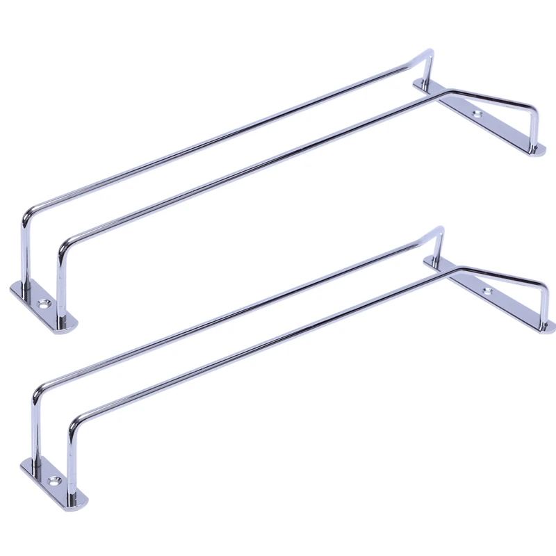 

2X Glass Wine Champagne Cup Hangers Rack Holder With Screws (Silver)