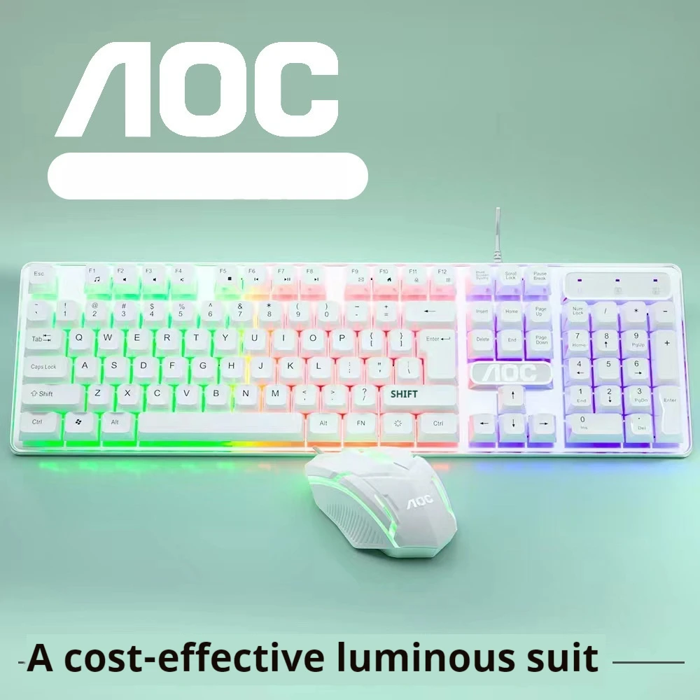 Новая игровая механическая клавиатура AOC с 104 клавишами мышь проводная
