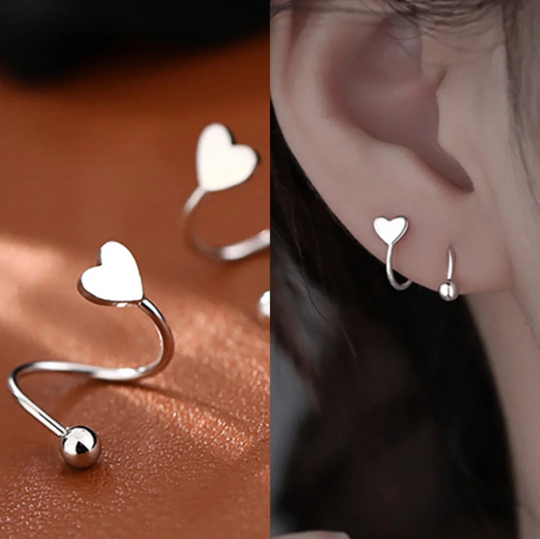 

1Pcs Stainless Steel Screw Ball Star Heart Ear Bone Ear Buckle Rotating Wave Mini Stud Earrings for Women Personality Jewelry