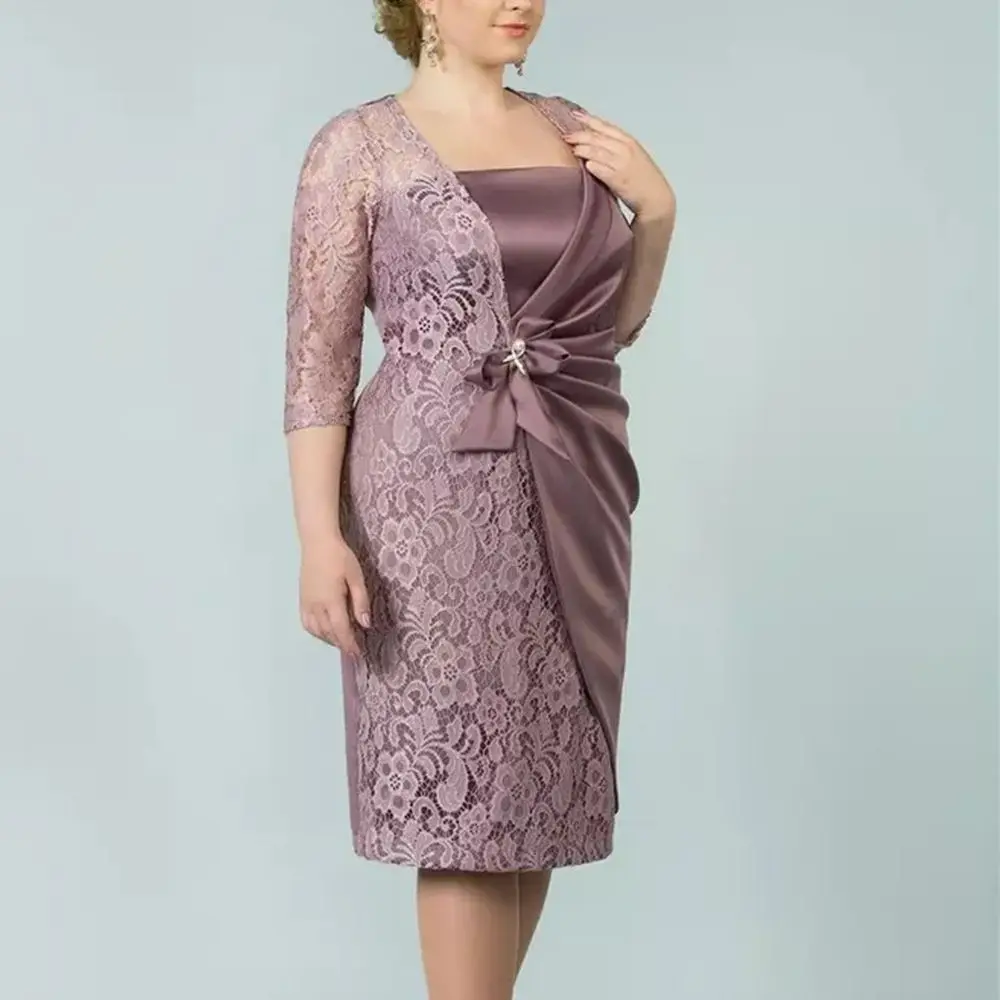 

Vestido Novia Half Sleeves Lace Tea Length Formal Fashion Wedding Guest 2022 A-Line Mother of The Bride Dresses