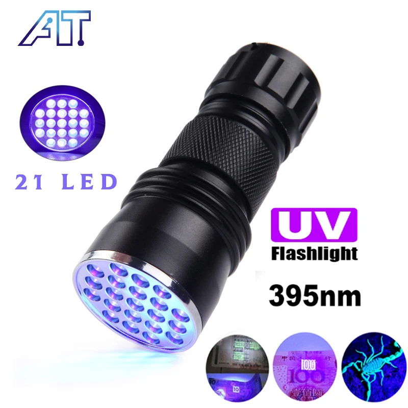 

Mini 395nm UV Flashlight Carpet Pet Urine Detector Catch Scorpions Inspection Lamp Ultraviolet Lamp Black Light 21 LED UV Torch