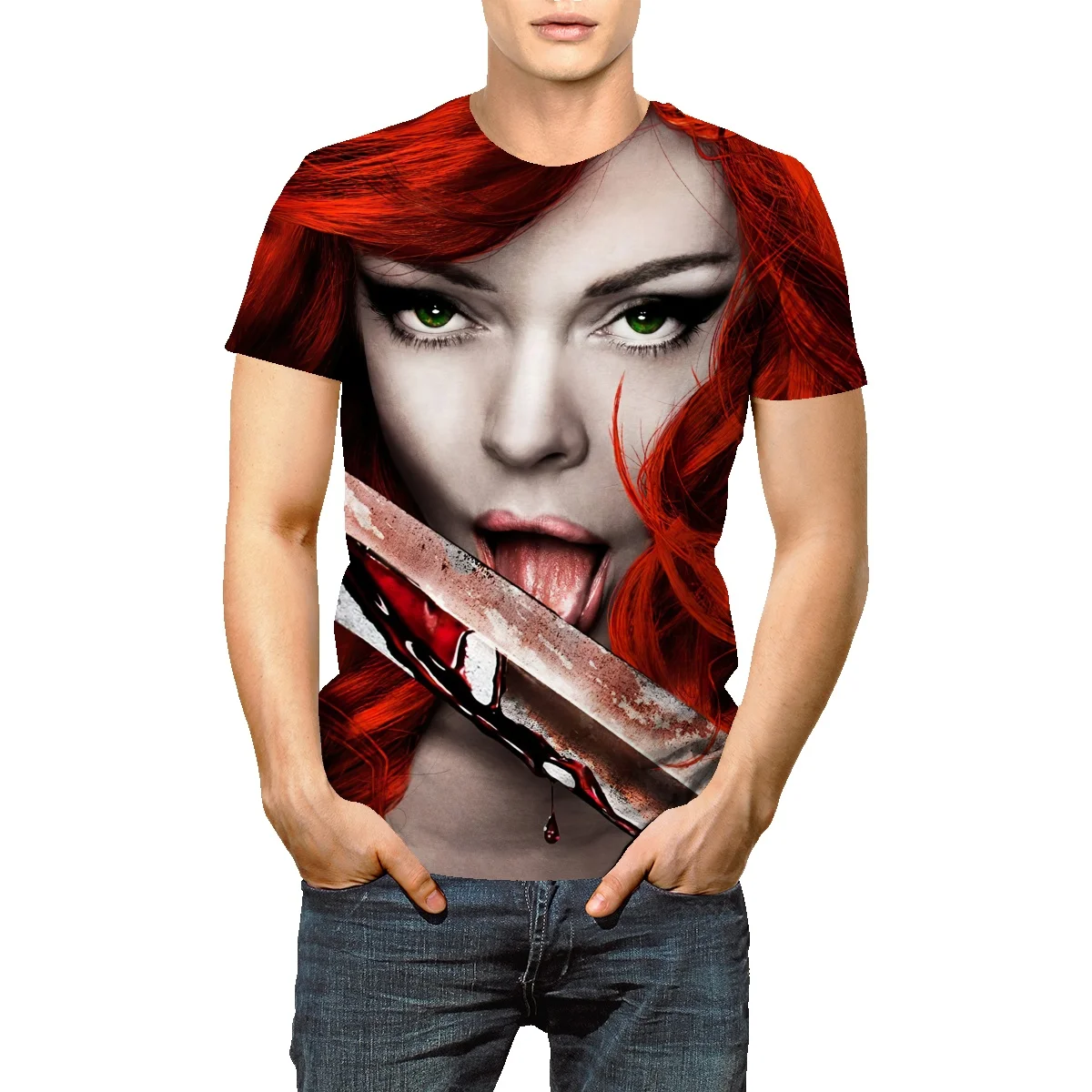 

Футболка мужская в стиле ретро, свободная повседневная универсальная рубашка с принтом персонажа, красный фильм, лето