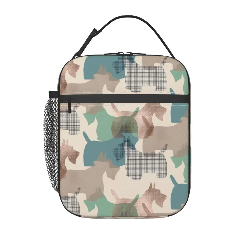 

Шотландский терьер, собачий Камуфляжный узор, изолированный ланч-тоут, сумка для женщин, школьный термо-охладитель для собак