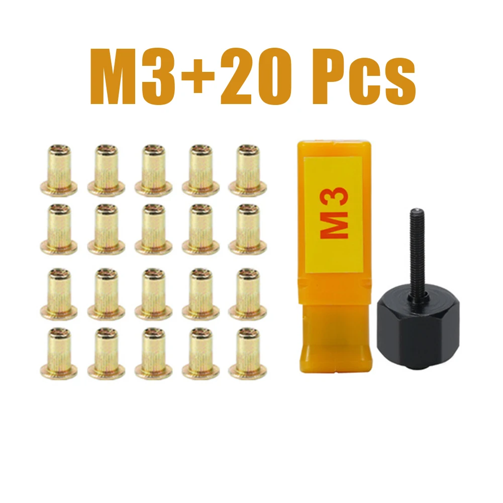 

21pcs/set Rivnut Tool Head Nuts Manual Riveter Installation Hand Rivet Nut Tool With Stainless Steel Nuts For M3 M4 M5 M6 M8 M10