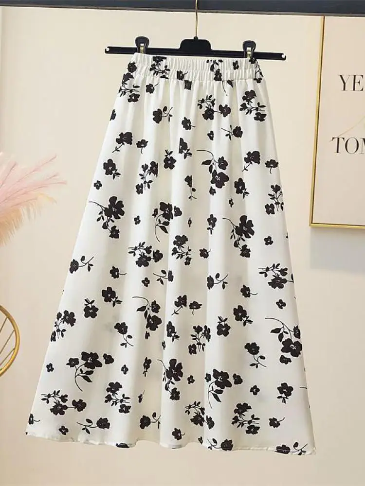 

Женская шифоновая юбка во французском стиле, элегантная офисная плиссированная юбка с высокой талией и цветочным принтом, юбка с запахом на бедрах, лето