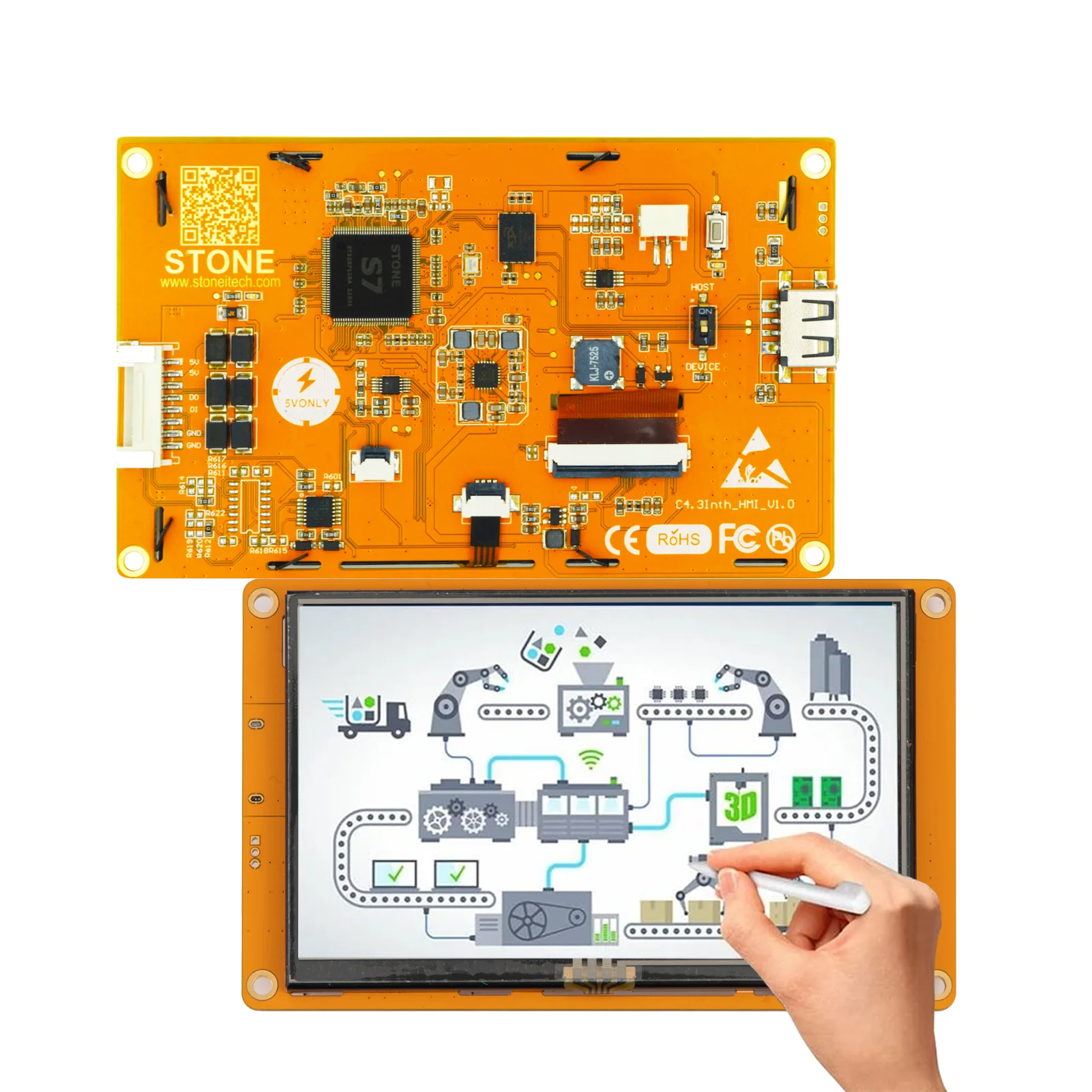 3.5 Inch HMI TFT LCD Touch Screen with Program + Controller +  RS232/ TTL Interface