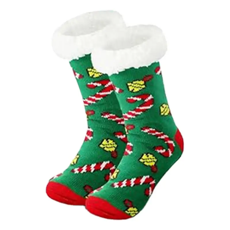 Christmas Socks Winter Plush Home Socks Cold Weather Crew Socks Vintage Pattern Socks For Women Men Kids Boys Girls Gift