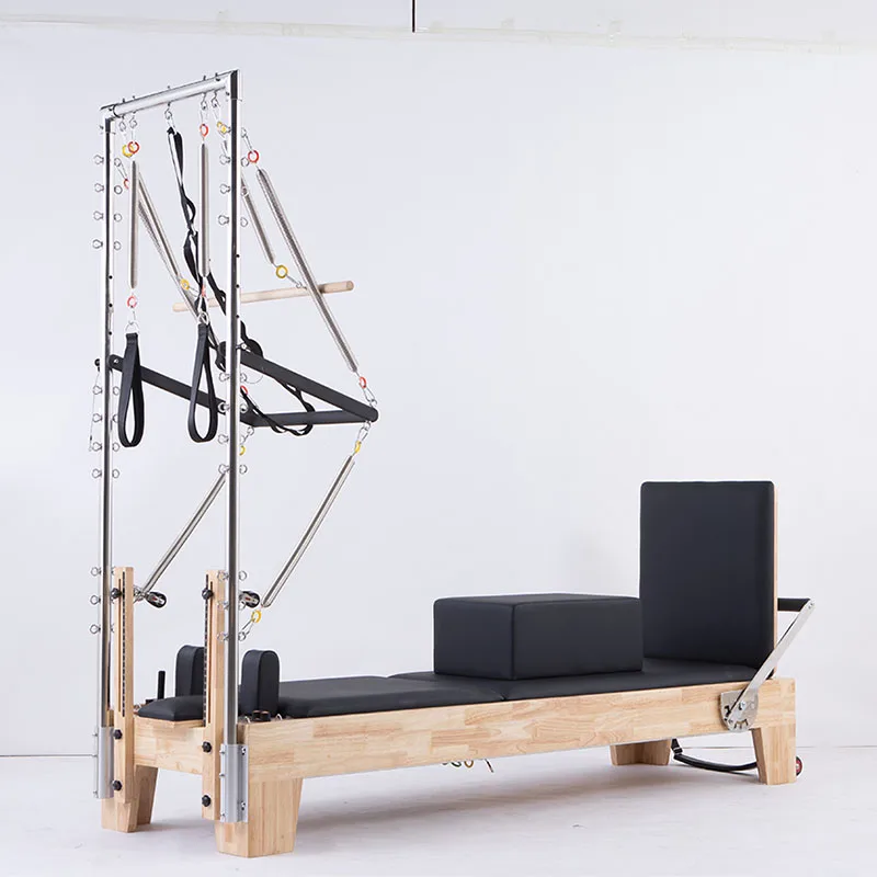 

body balance oak maple cadillac bed pilates reformer tower system with half trapezie for home