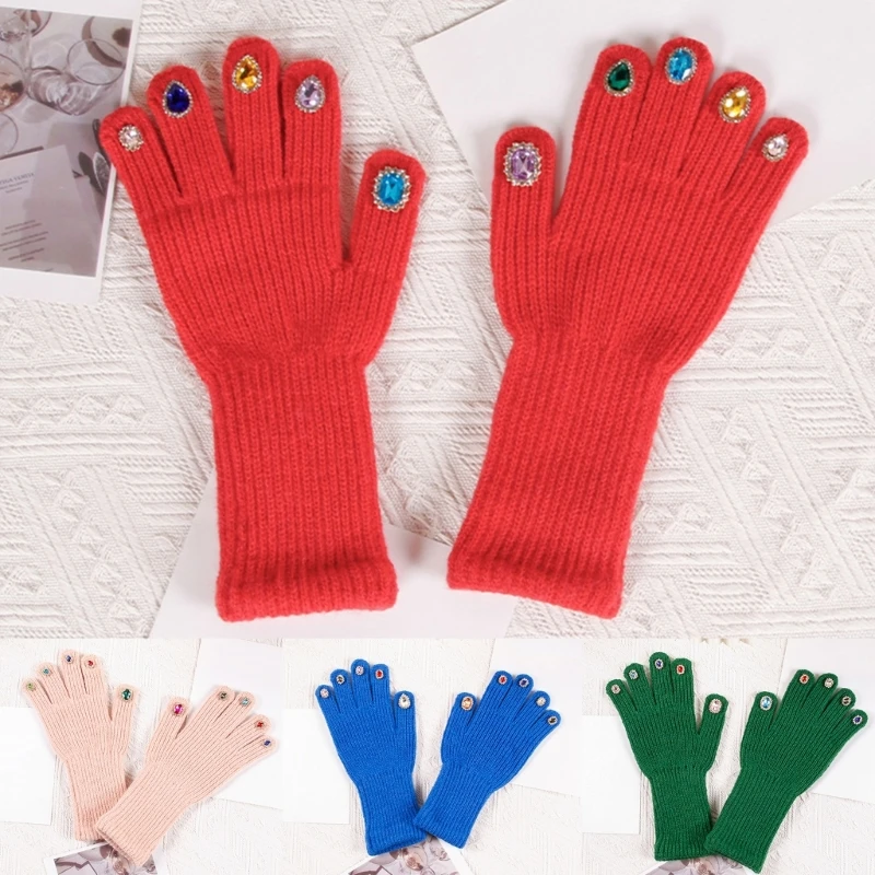 

Colorful Gemstones Gloves Cute Touchscreen Mittens Stage-Performance Gloves