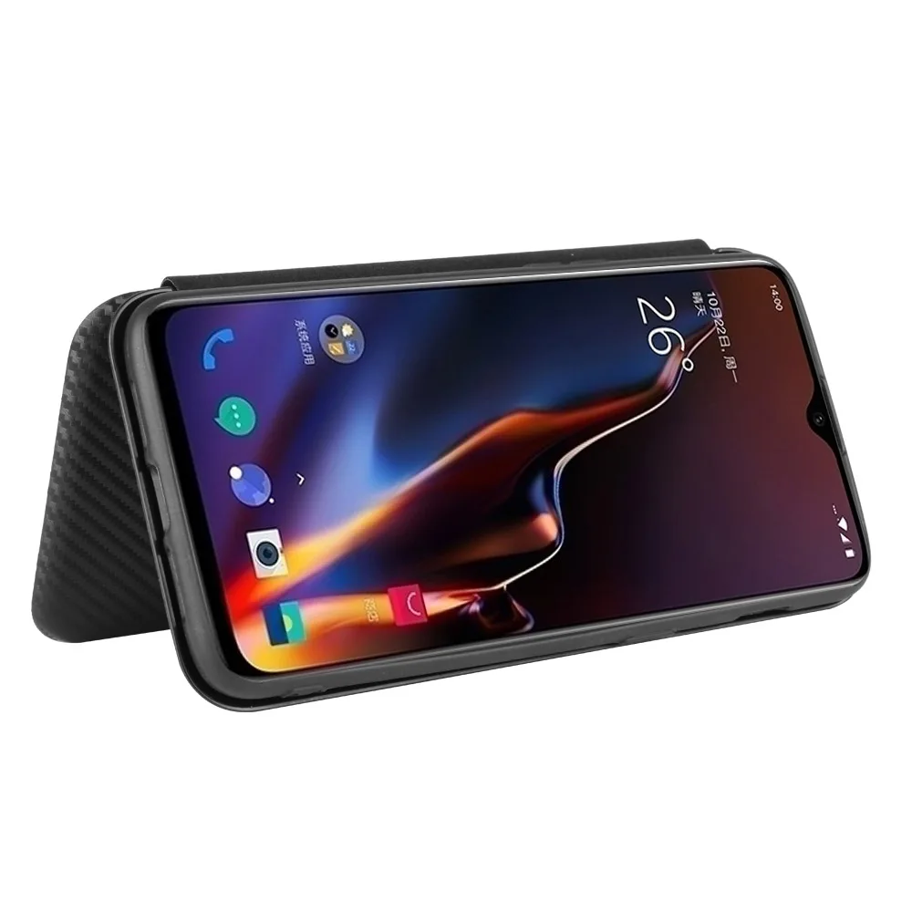 New Style OnePlus 6T Case 6.41 inch Fashion Carbon Fiber PC Hard Card Holder Slim Leather For One Plus McLaren Wallet Fl
