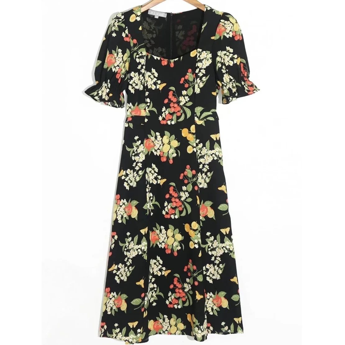 

Withered 2023 Summer Dress Women Indie Folk High Street Vintage Floral Print Square Collar Lantern Sleeve Fashion Midi Dress