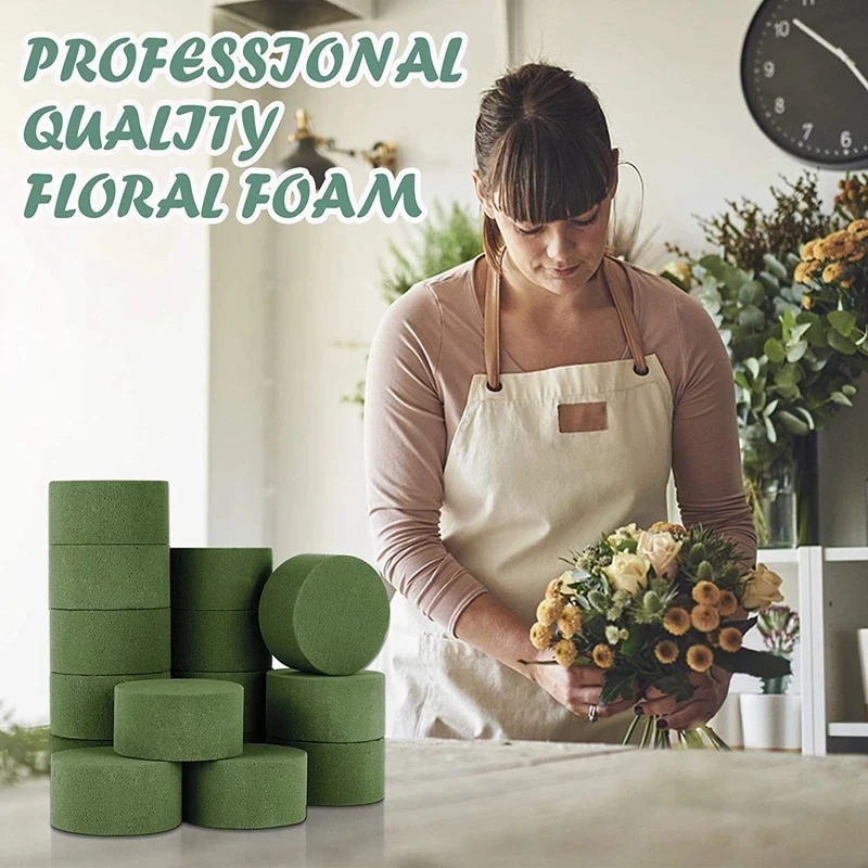 

10PCS Floral Foam, Round Dry Floral Foam Blocks, Flower Mud Green Styrofoam Blocks for Artificial Flowers