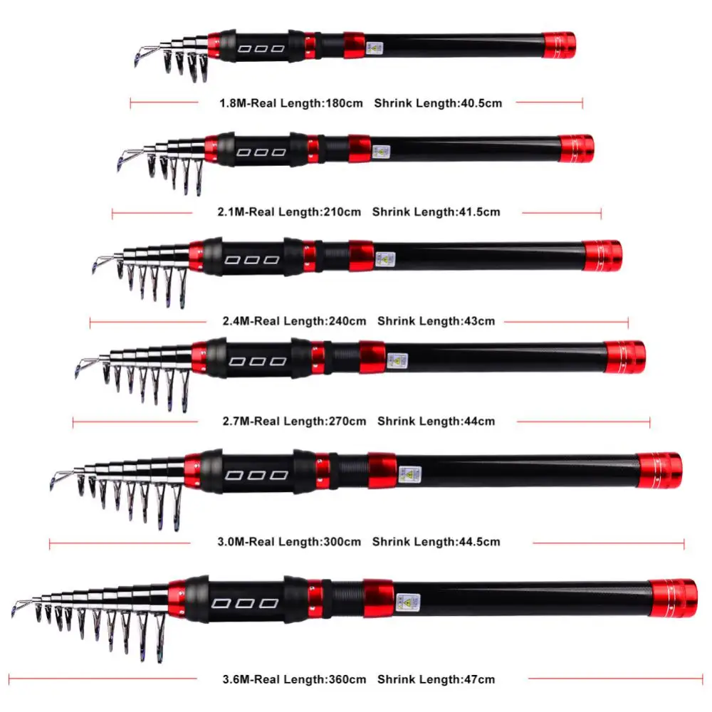 

Carbon Fishing Rods Lightweight Casting Rods Sea Fishing Tool Fishing Equipment Luminous Rod Tip 2.1m--3.6m PR Sale