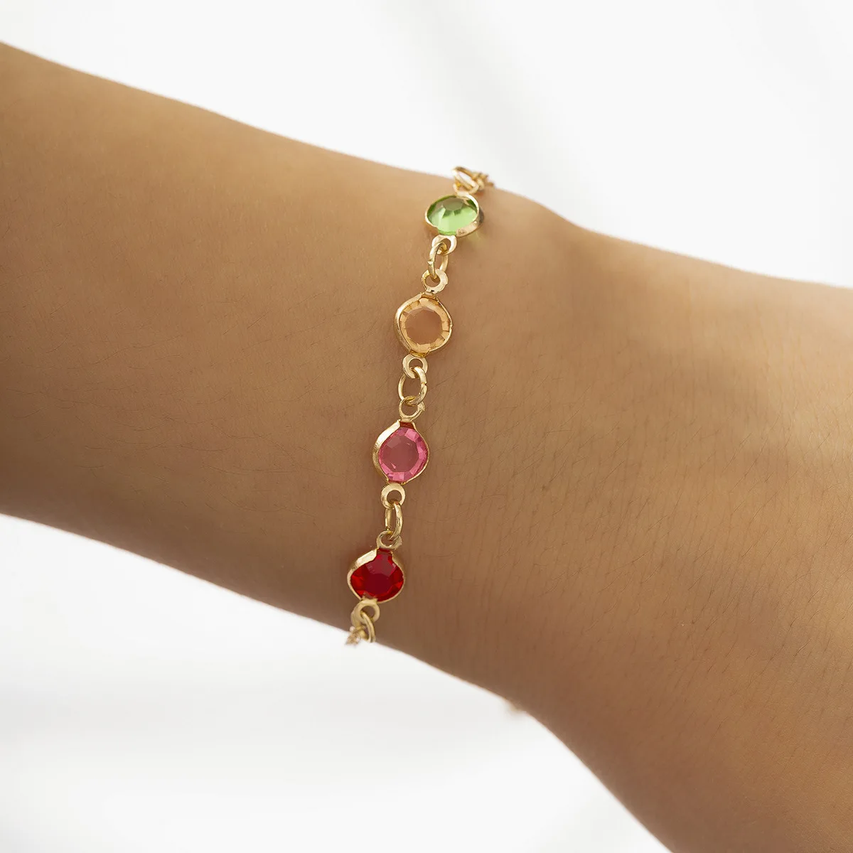 

Bohemia Colored Crystals Women Gold Color Bracelet for Female Crystal Boho Charm Bracelet Women Bridal Wedding Fine Jewelry Gift