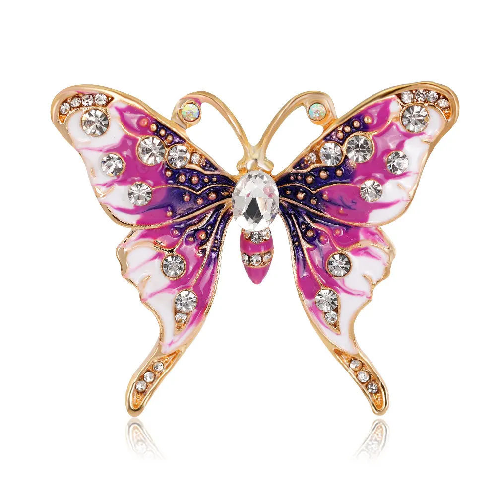 

TULX Rhinestone Butterfly Brooches For Women Vintage Enamel Brooches Insect Scarf Clip Jewelry Weddings Casual Brooch Pins Gifts