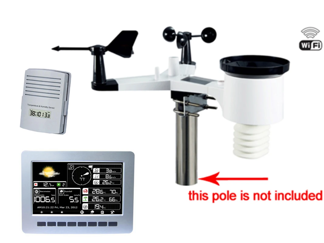 

WIFI weather station with solar powered sensor wireless data upload data storage