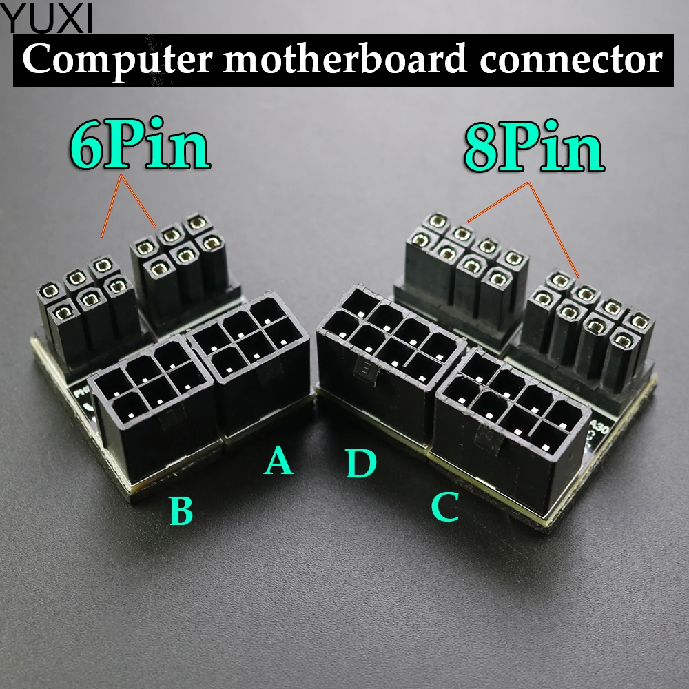 

1PCS ATX 8Pin 6Pin Female to 8Pin 6Pin Male 180 Degree Angle Adapter for Desktops GPU Splitter Cable Computer Accessories