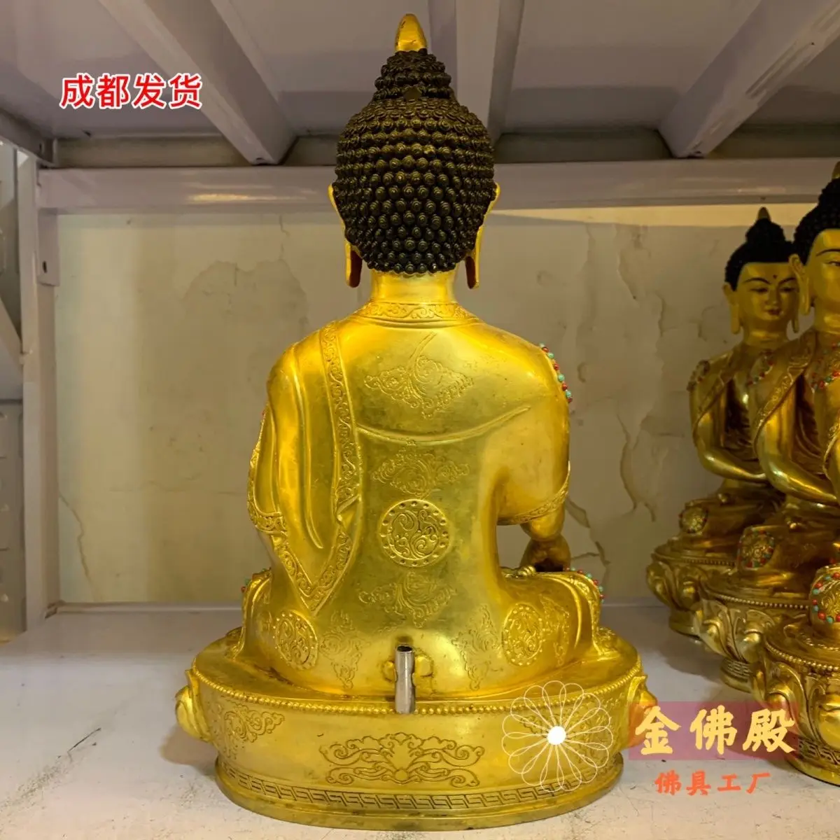 Sakyamuni Будда Чистая медь тибетская позолоченная Бронзовая статуя десять дюймов 32