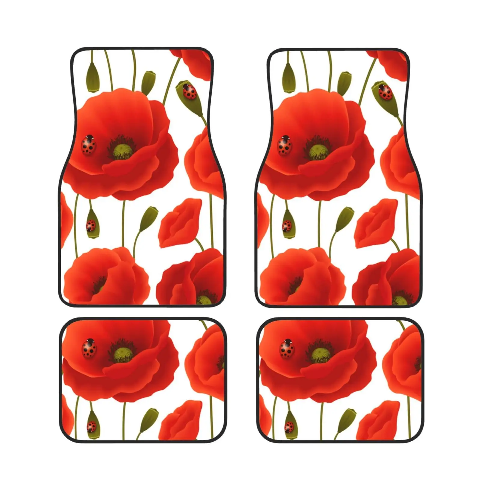 

Автомобильные коврики с принтом в виде красных цветов на закате, универсальные автомобильные коврики для переднего и заднего пола, противоскользящие Искусственные 4 шт.