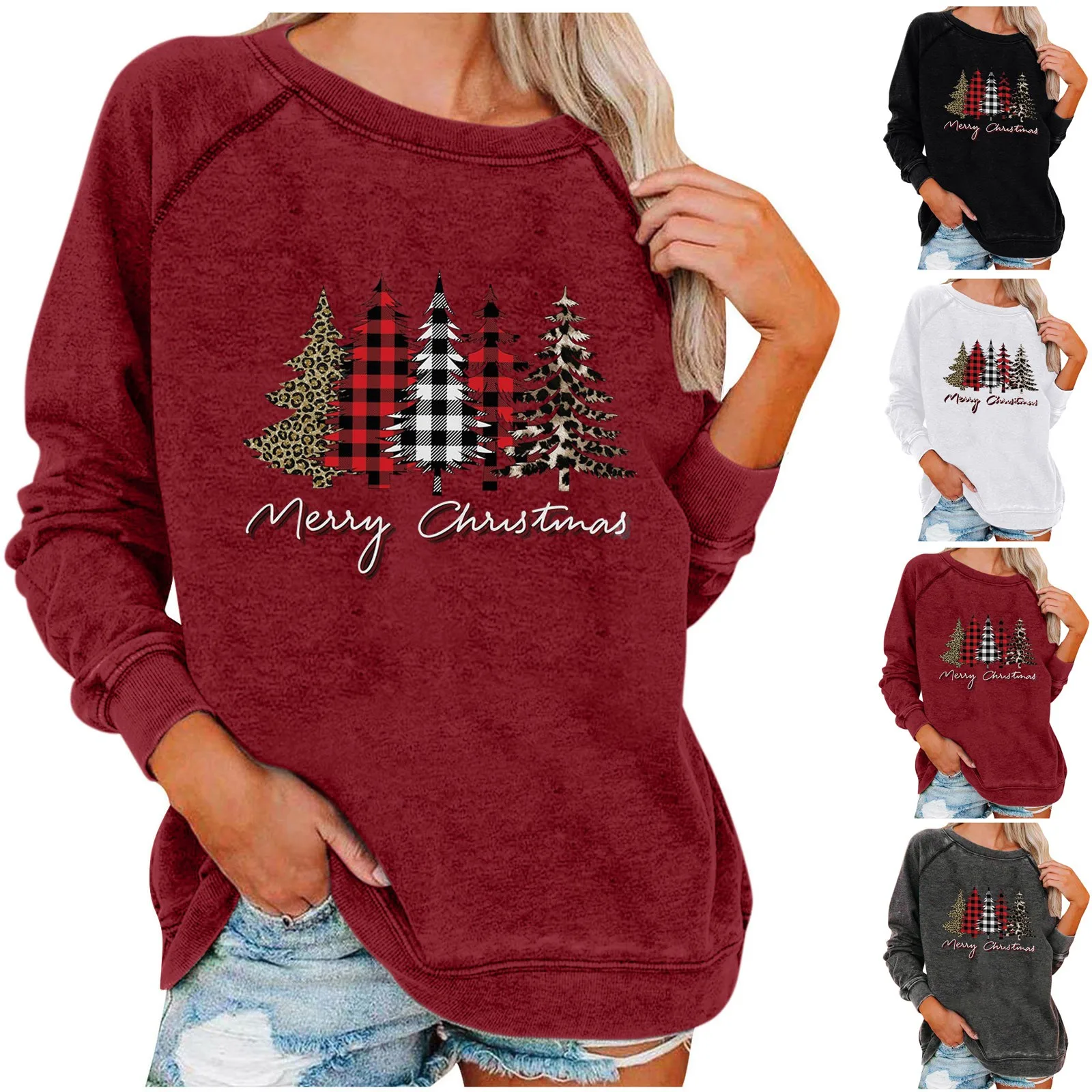 

Women's Casual Fashion Christmas Printed Long Sleeve O-Neck Pullover Top майка женская Top women Women's t-shirt Top female 2022