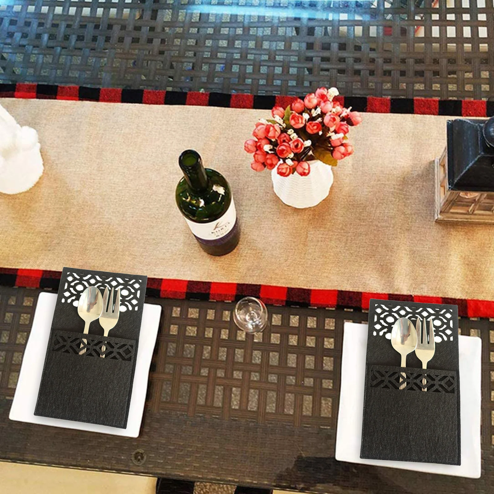 

4PCS Cutlery Christmas Bag Party Festive DIY Decor Storage Dinner Table Ornament Birthdays, Valentine's Day Mother's Day Gift