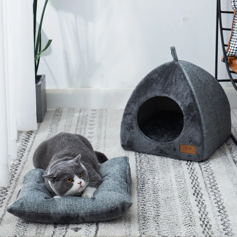 

The Latest Design Warm Cat House Triangular Dog Bed Dog Kennel Dual Purpose Sleep All Season Universal