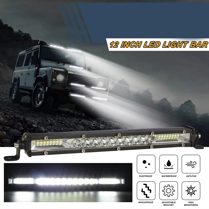 

Led Light Bar 12 Inch Single Row Led Light Bar Spot Flood Combo Driving Off Road Light Bar LED Work Light For Truck ATV, UTV, SU