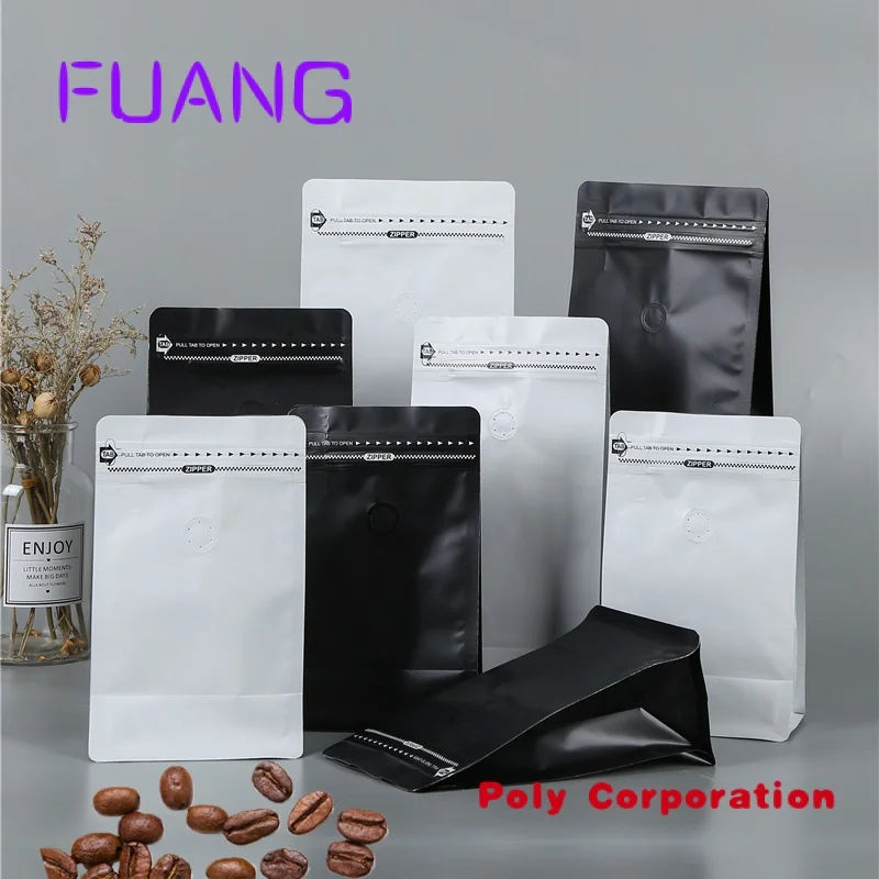 Free Sample Resealable 1kg 500g 250g Matt Flat Bottom Black Plastic Aluminum Foil Pack Coffee Bag With Valve And Zipper