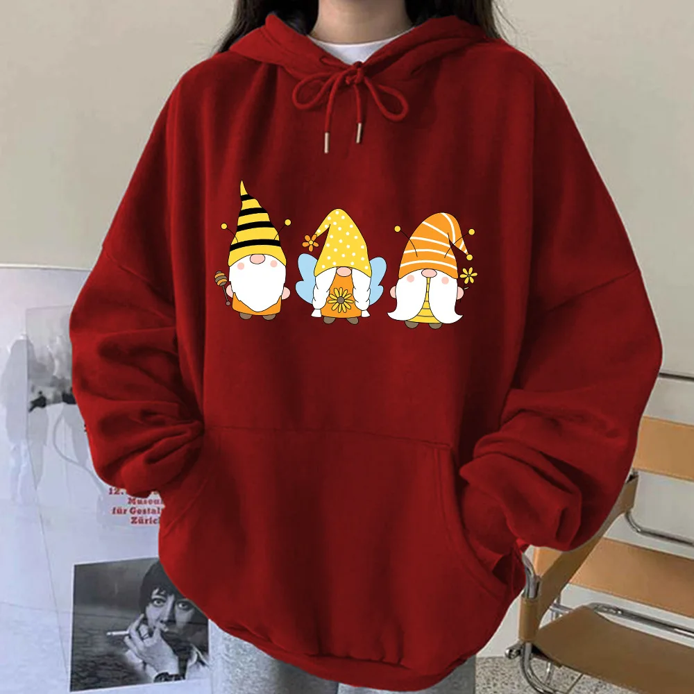 Women Pullover Hoodie Autumn Winter Pullover Hoodie Bee Print Dropped Shoulder Pullover Hoodie Long Sleeve Loose Pullover