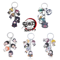 anime demon slayer metal keychain pendant keyring cosplay jewelry five sets of pendants kimetsu no yaiba tanjirou nezuko