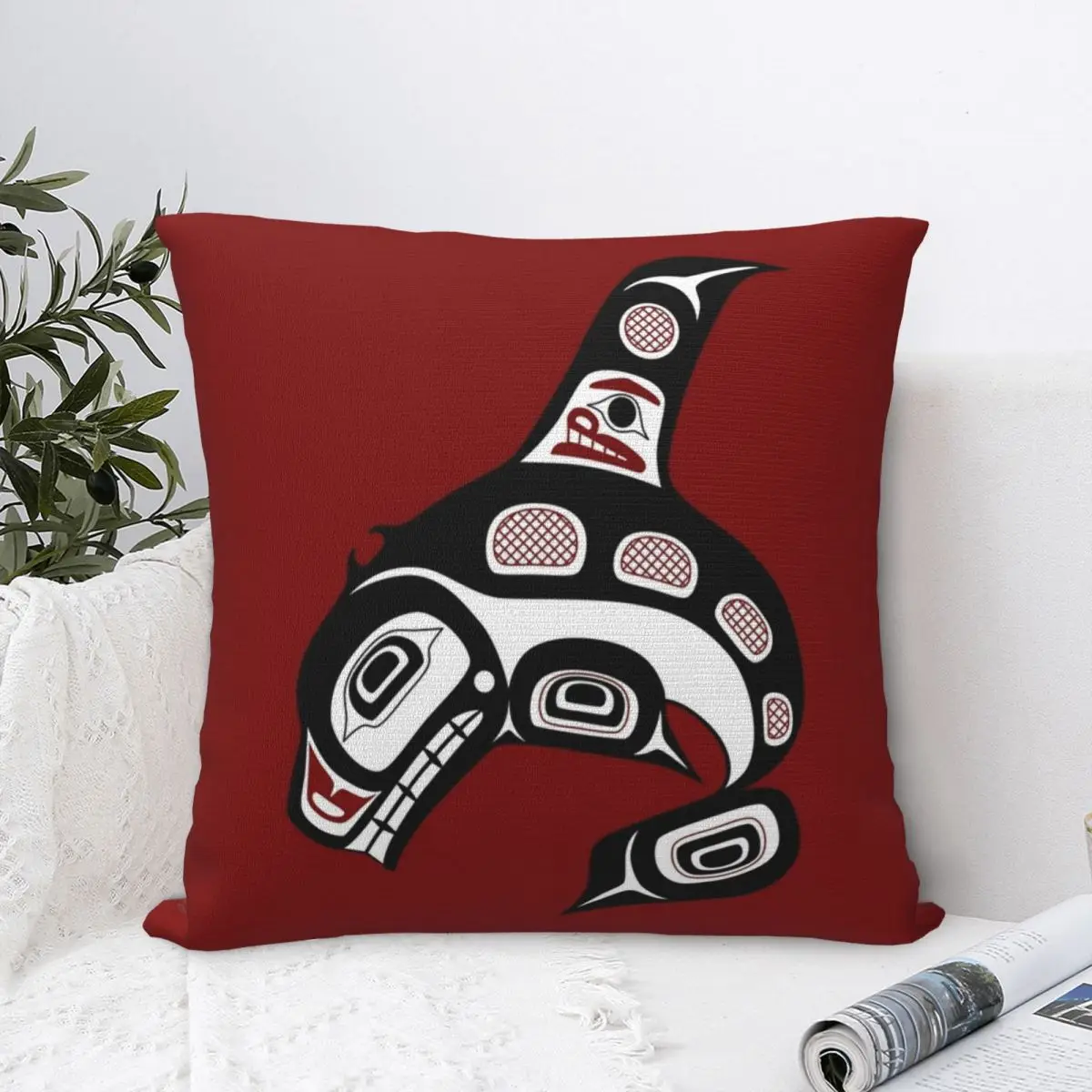 

Northwest Pacific Coast Haida Art Killer Whale Square Pillowcase Cushion Cover Comfort Pillow Case Polyester Throw Pillow cover