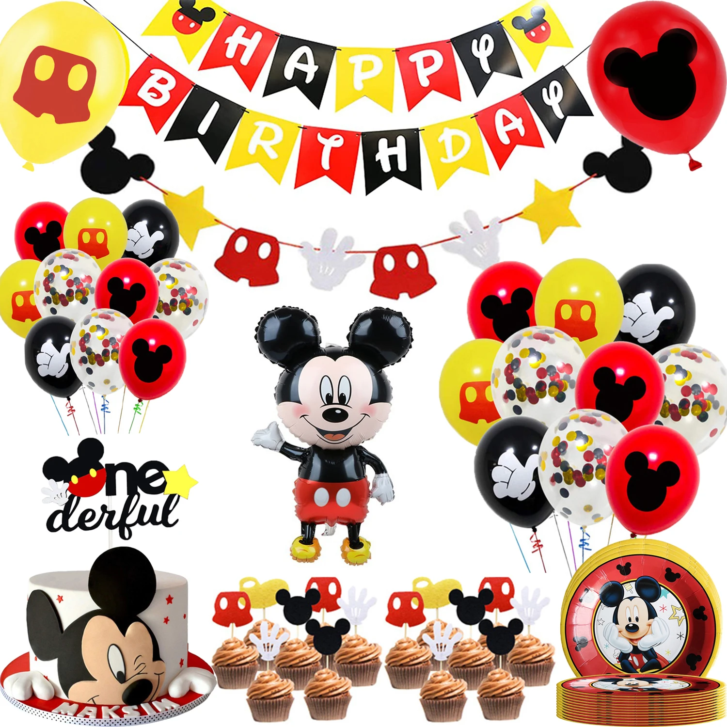 

Mickey Balloons Mickey Mouse Birthday Party Disposable tableware Decor Baby Shower Decor Kids Party Mickey Balloon Air Globos