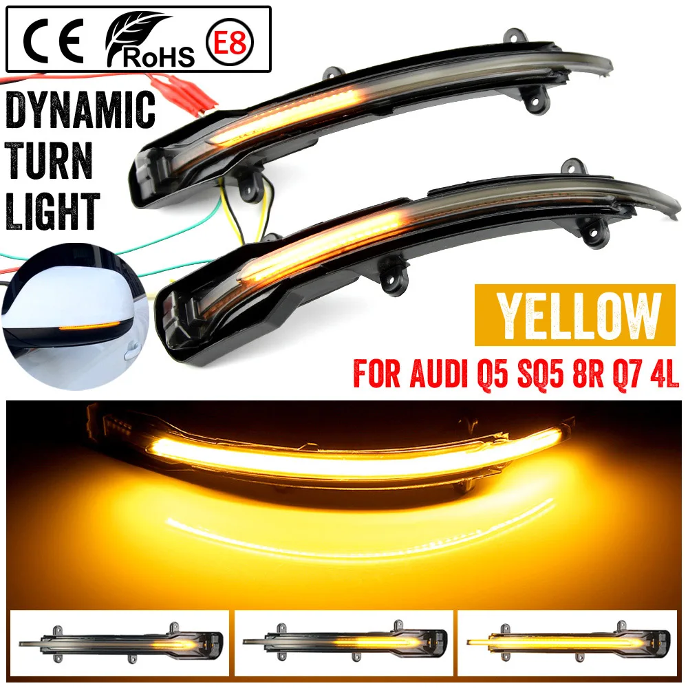 

2x светодиодный динамический поворотный сигнал, боковой зеркальный поворотный сигнал, последовательный ретранслятор для Audi Q5 SQ5 8R 2010 2014 2015 2016 2017 Q7 4L SQ7