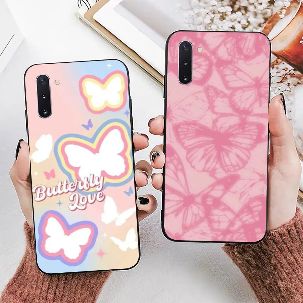 Чехол с розовой бабочкой для Samsung Galaxy Phone Case Note 8 9 10 20 Pro Plus Lite M10 11 30 21 31 51 A 22 42 02 03