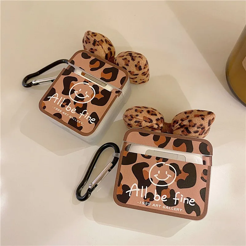 

Cute Clear For Airpods 1 2 3 Leopard Bowknot Female Soft Protective Cover Case For Airpods Pro Headphone Carrying Box Fundas