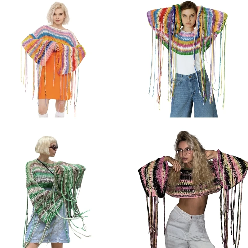 

Новый стиль, женский укороченный топ с длинным рукавом, укороченный вязаный свитер, одежда для отдыха, пуловер с бахромой