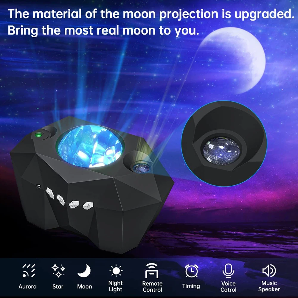 Star Lights Aurora Galaxy Moon Projector with Remote Control Sky Night Lamps Kids Adults Gift Bluetooth Music Speaker Home Decor images - 6