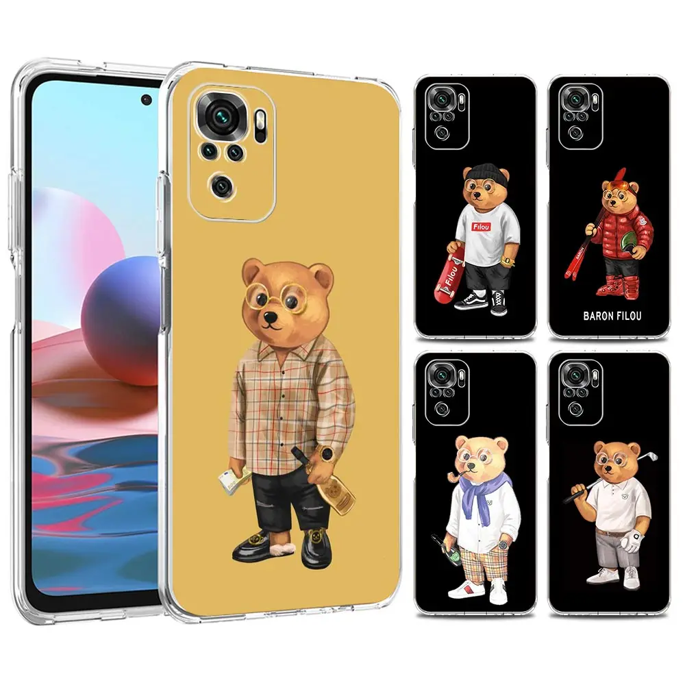 

Cute Bear Fashion Brand Phone Case For Redmi Note 11 Pro 10 10S 9 8 8T K50 K40 Soft Transparent Redmi 9A 9C 9T 7 7A Bags Cover
