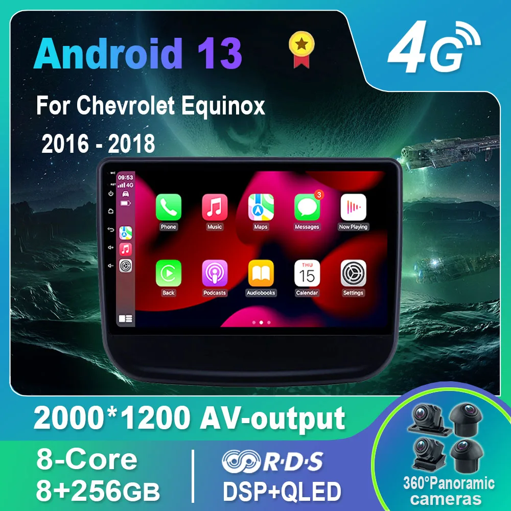 

Автомагнитола на Android 13,0/Мультимедийный видеоплеер Для Chevrolet Equinox 2016-2018 GPS QLED Carplay DSP 4G WiFi Bluetooth