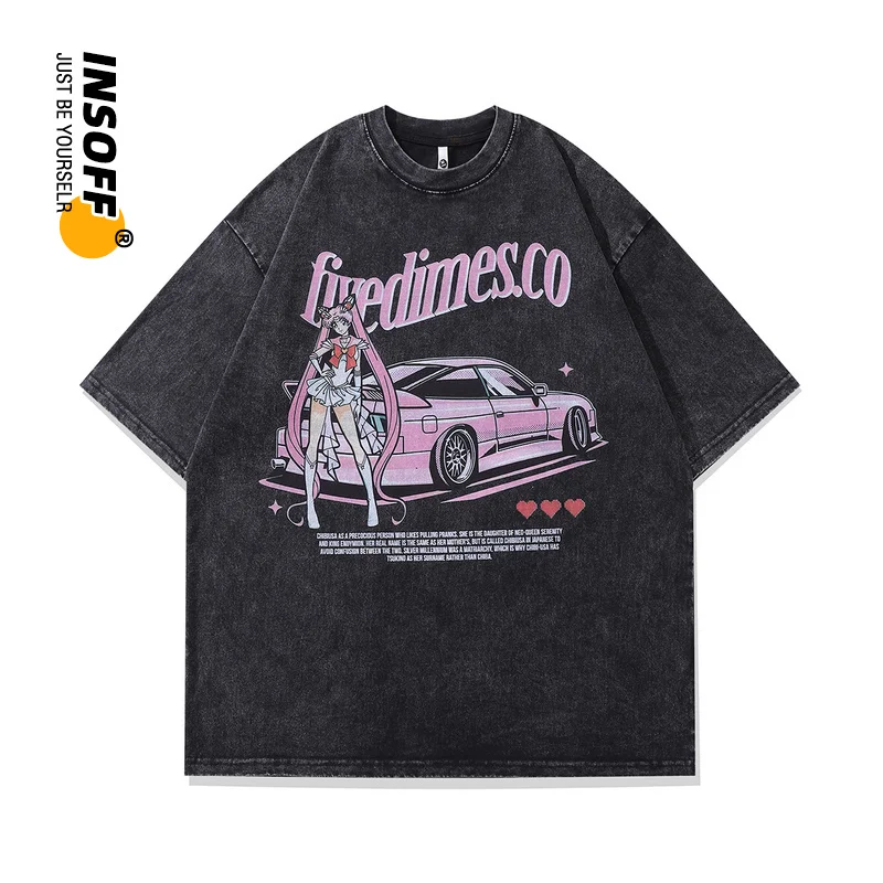 

Original Designer Japanese Fashion Anime Printed Graphic Quality Cotton Washed Vintage Oversized Streetwear Hip Hop 2023 T-shirt